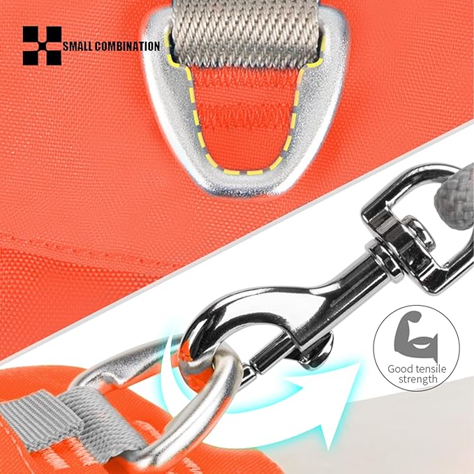 Lightweight Dog Harness, Large to Very Large Breeds, Adjustable Fit.Pet Harness with Pocket, Dog Training Harness for Outdoor Walking Running, Hiking (Orange, L)