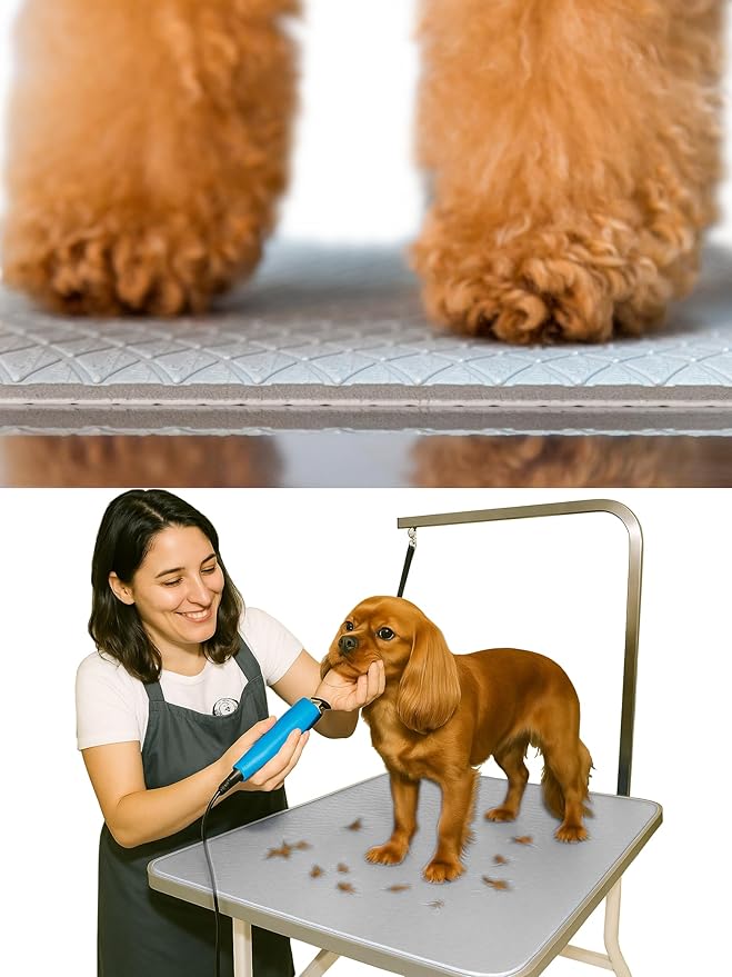 Seagull Multipurpose Foam Rubber Pet Grooming Table Mat 16 x 24 Inch Dog Grooming Mat for Table Cat Grooming Mat Dog Bath Mat Pet Vet Mat Non Slip Soft Waterproof Light Grey