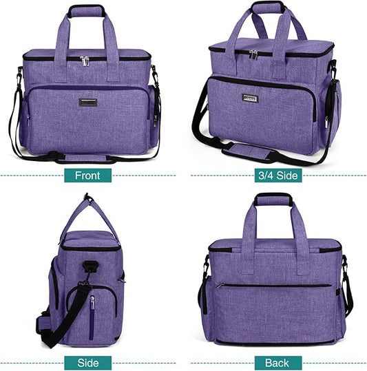 BAGLHER Dog Travel Bag, Airline Approved Pet Tote Organizer with Multi-Function Pockets, 2 X Food Storage Containers and 2 X Collapsible Bowls, Perfect Weekend Pet Travel Set for Dog, Cat Purple
