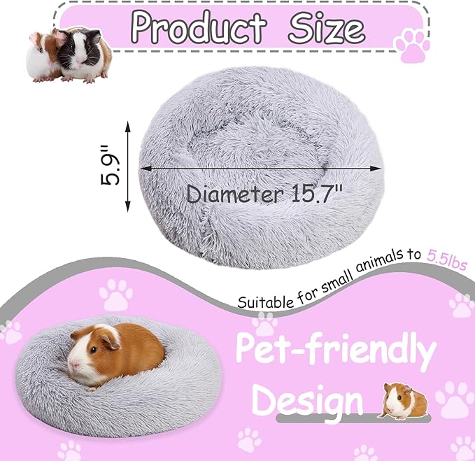 Bunny Bed Rabbit Hideout Soft & Comfortable Small Animal Bedding Thickened and Warm Winter Guinea Pig Beds for Dwarf Rabbits Chinchillas Hamsters Hedgehogs Ferrets Light Grey