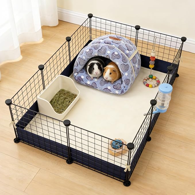 YUEPET Guinea Pig Bed Cuddle Cave Warm Fleece Cozy House Bedding Sleeping Cushion Cage Nest for Small Animal Squirrel Chinchilla Hedgehog Cage Accessories(Purple Heart