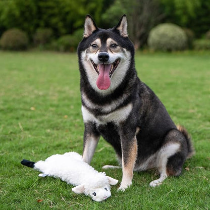 Best Pet Supplies Squeaky Dog Toys with Soft Durable Fabric for Small, Medium and Large Pets Interactive Toy for Indoor Play, Supports Active Biting and Play - Sheep, Large