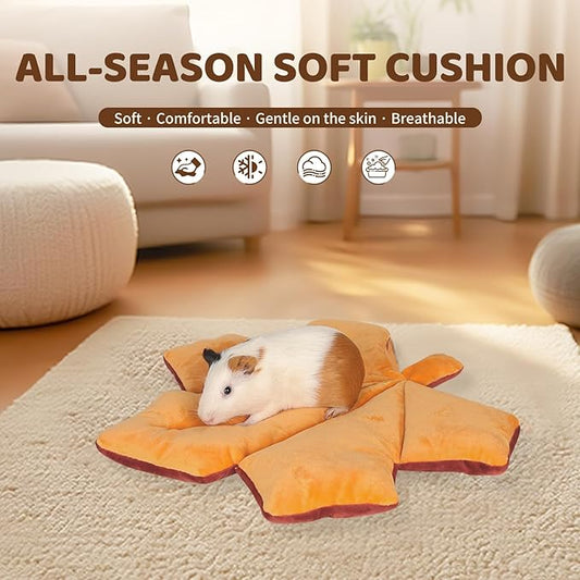 Rabbit Bed Rabbit Pad All-Season Soft Leaf-Shaped Small Pet Bed - Comfortable Breathable Guinea Pig Pad for Guinea Pigs, Rabbits, Chinchillas, Ferrets, Hedgehogs (Green Four-Leaf Clover)
