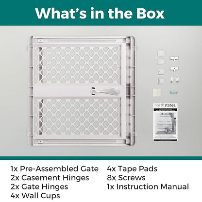 MYPET Universal Pet Gate: 26” - 42” Wide Dog Gate for Doorways with Pressure Fit or Swinging Door Hardware Mounting Types Included: 26" Tall; Gray