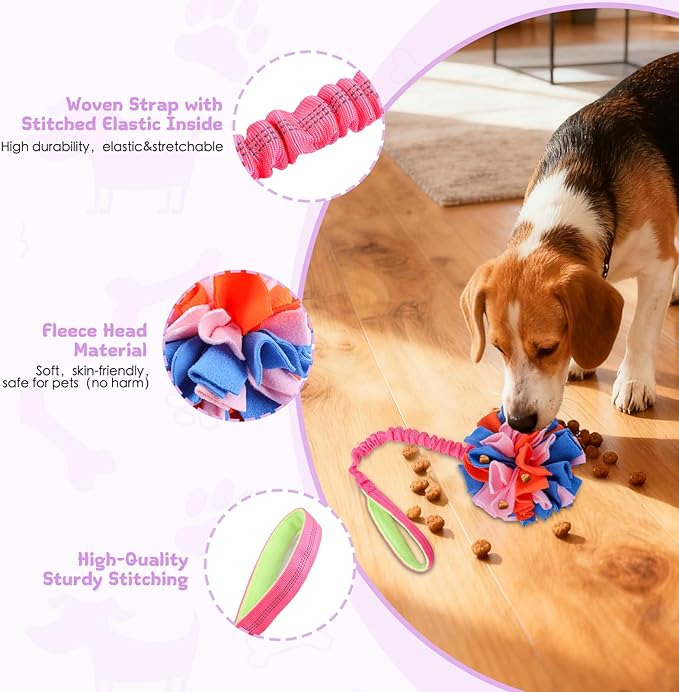 Snuffle Ball with Bungee Tug, Tug of War Rope Toys for Small Medium Dogs, Interactive Dog Toys Puppy Training Pull Toy for Exercise & Interactive Play Games (Purple)