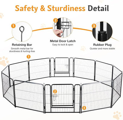 NEWBULIG Dog Playpen for Indoor 40 Inch 12 Panels - Portable Heavy Duty Metal Pet Exercise Pen with Door, Foldable Small Medium Large Dog Puppy Playpen Fence for Outdoor RV, Camping, Yard, Garden