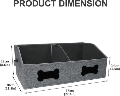 Large Dog Toy Basket,Dog Toy Box for Living Room Area,Collapsible Dog Toy Bin with Divider,Trapezoid Dog Toy Storage-with DIY Tag,Dog Organizer ideal for Pet Toys Blankets Leashes Snack