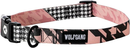 Wolfgang Heavy Duty, Adjustable Dog Collar with Quick Release Nylon Buckle for Walking & Training, HoundsPink Print, Large