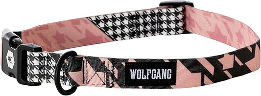 Wolfgang Heavy Duty, Adjustable Dog Collar with Quick Release Nylon Buckle for Walking & Training, HoundsPink Print, Large