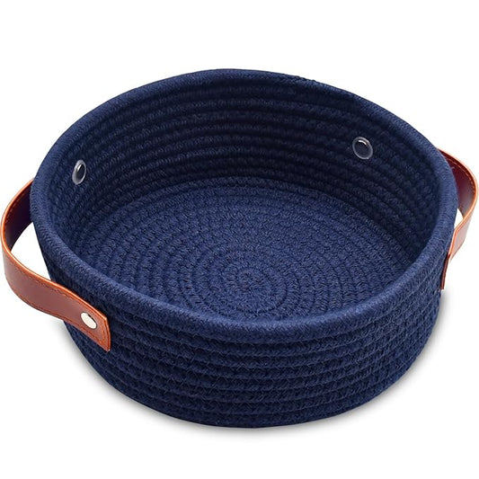 ABenkle Small Storage Basket, Mini Baskets, Cute Tiny Cotton Rope Woven Basket, Soft Shelf Basket, Boho Decorative Toy Dog Cat Basket for Nursery, Spa, Empty Gift Basket - XS