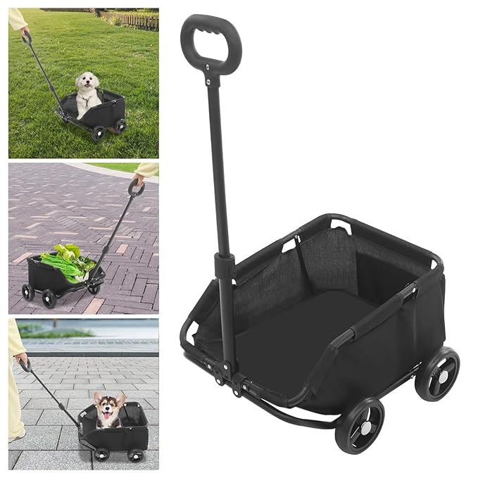 Dog Stroller, Foldable Multifunctional Pet Carts Portable Mini Dog Strollers with 4 Wheels & 360° Rotatable Handle for Small Cats Dogs Puppy Up to 16.53 LBS (Black)