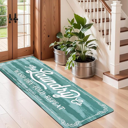 Pauwer Laundry Room Rug Runner 20"x60" Waterproof Rubber Laundry Mat Non Slip Kitchen Mats for Floor Washable Floor Mat Runner Rug for Farmhouse Mudroom Washroom Bathroom Decor
