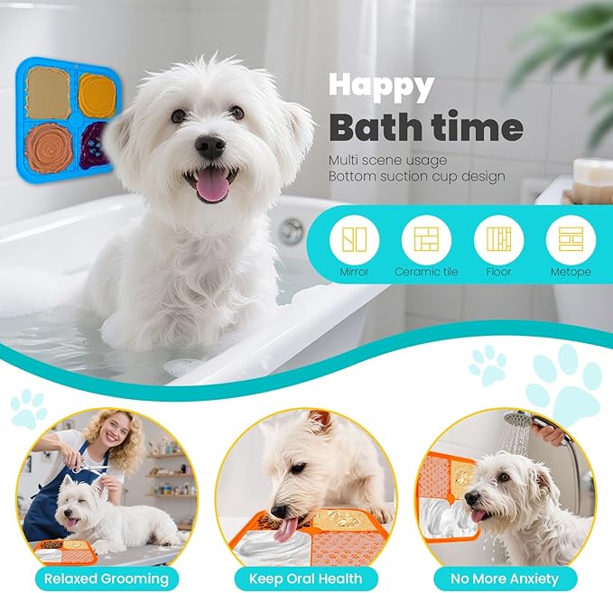 PETCARE Dog Snuffle Mat and Lick Mat Set, Interactive Enrichment Dog Puzzle Toy for Puppy Small Medium Large Dogs Cats, Adjustable Slow Feeder Bowl Sniff Foraging Mats Mental Stimulation Treat Game