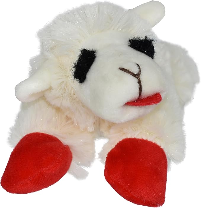 Multipet Lamb Chop Dog Plush Toy - Squeaky Toy for All Dogs - Extra Soft Plush - Stuffed Animal Dog-Toy for Cuddling & Playing - Cute Pet-Toy (6",Cream),(Pack of 2)