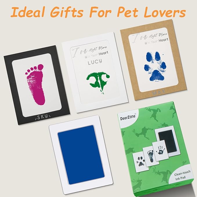 Inkless Paw Print Kit,Dog Paw Print Kit,Dog Nose Print Kit,Clean Touch Ink Pads and Imprint Cards,Pet Paw Print Impression Kit for Dogs Cats Footprint Keepsake