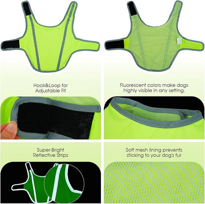 FUAMEY Dog Reflective Vest for Small Dogs,Dog Hunting Vest High-Visibility Dogs Safety Vest for Night Walking Water-Resistant Service Pet Gear Adjustable Outdoor Activities Neon Green S