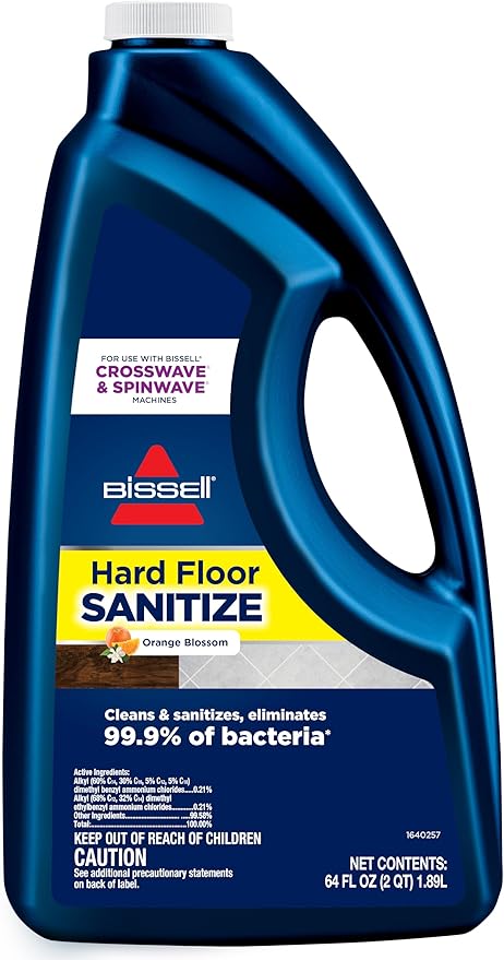 Bissell Hard Floor Sanitize Formula, 25041, 64 Fl Oz CrossWave & Spinwave, Use on Sealed Hard Floors, Orange Bloosom