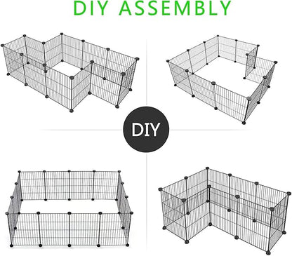 Small Animal Playpen, Guinea Pig Cages, Pet Playpen, Rabbit Cage,Small Animal Cage, Puppy Kitten Dog Playpen, Indoor Outdoor Portable Metal Wire Yard Fence,15 X 12 Inch, 24 Panels, Black