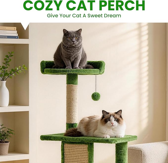 38.5In Cat Tree with Scratching Post, Cat Tree Tower with Condo for Indoor Use, Cat Furniture with Hanging Ball for Kitten and Cat Adult
