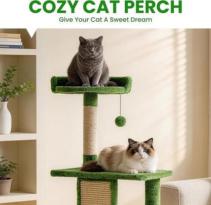 38.5In Cat Tree with Scratching Post, Cat Tree Tower with Condo for Indoor Use, Cat Furniture with Hanging Ball for Kitten and Cat Adult