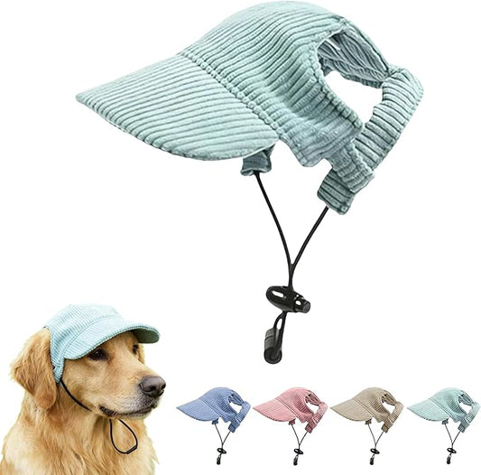 Pet Baseball Cap with Ear Holes - Multi-Color Sun Visor Hat for Dogs & Cats, Summer & Fall Beach Headwear for Puppies & Kittens (Green, M)