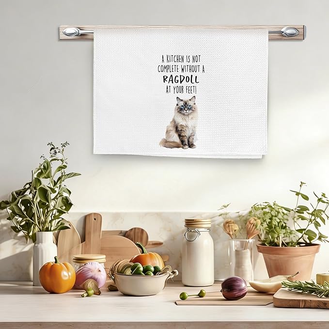 Funny Ragdoll Cat Gifts Kitchen Towels, Cat Lover Gifts for Women, Funny Hand Towels for Bathroom Decor, A Kitchen Is Not Complete without A Ragdoll Dishcloths Dish Towel forKitchen 16x24 Inches