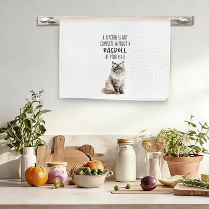 Funny Ragdoll Cat Gifts Kitchen Towels, Cat Lover Gifts for Women, Funny Hand Towels for Bathroom Decor, A Kitchen Is Not Complete without A Ragdoll Dishcloths Dish Towel forKitchen 16x24 Inches