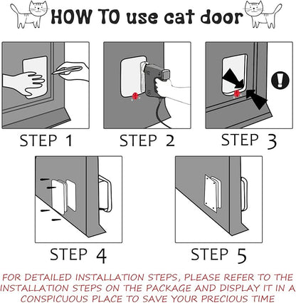 Saintrygo Cat Door 4 Way Rotary Locking Flap Door for Interior Exterior Weatherproof Pet Doors for Cats & Dogs Circumference < 23", Outer Size 9.61" x 7.99"