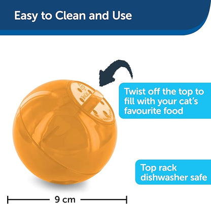 PetSafe SlimCat Interactive Feeder - Combines Play with Mealtime - Adjustable Portions - BPA-Free Plastic - Slow Feeder for Digestion - Lightweight, Dishwasher-Safe Toy - Orange