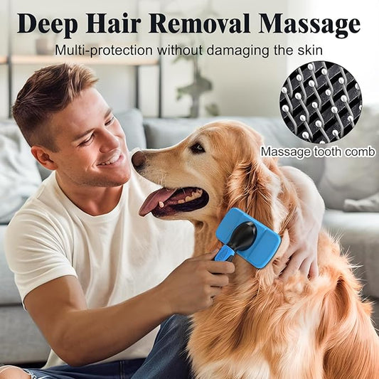 2PCS Self Cleaning Slicker Brush & Dog Comb - Skin Friendly Deshedding Grooming Tool for Dogs, Cats and Small Animals, Professional Deshedding Dematting Tool for Long and Short Haired Pets ((Blue2))