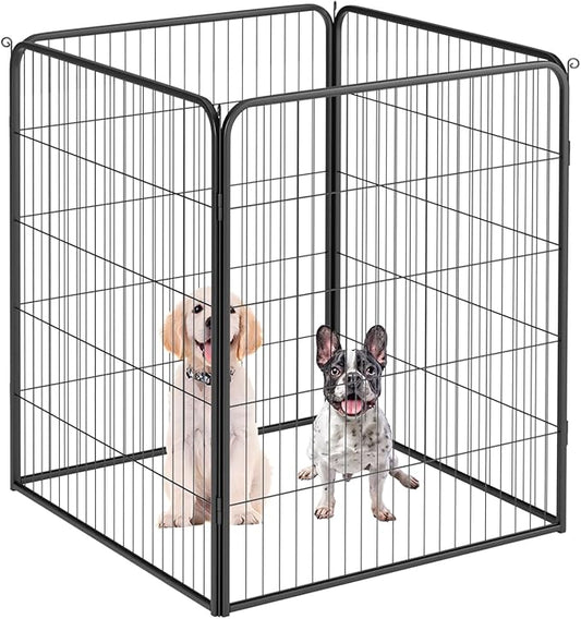 FDW Dog Playpen Dog Pen Dog Kennel 4 Panels 40 Inch Height Indoor Outdoor Folding Metal Portable Puppy Exercise Pen Heavy Duty Dog Fence for Yard Camping,Black