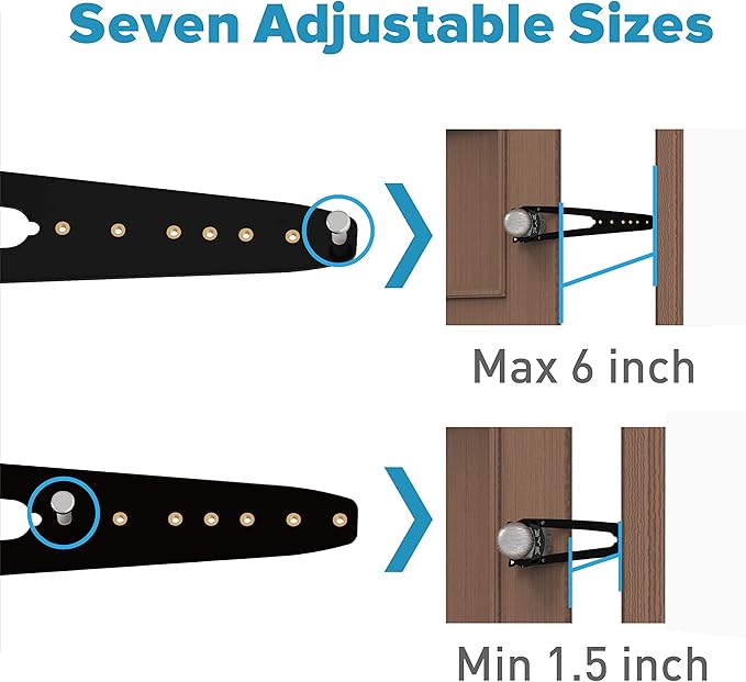 Neobay Cat Door Latch with Stabilizer, 7 Sizes Adjustable Cat Door Holder Latch to Keep Dog Out of Litter Box, Economical Alternative of Pet Gates and Interior Pet Door, Black, 1 Pack