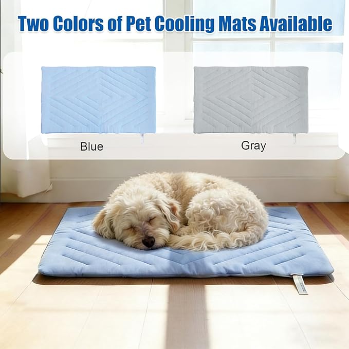 Dog Cooling Mat Self Coolings Foldable Cooling Pad for Dog in Summer Coolings Mat for Dogs and Cats Machine Washable (Rectangle,Blue, Medium-36 L x 23" W)