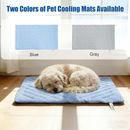 Dog Cooling Mat Self Coolings Foldable Cooling Pad for Dog in Summer Coolings Mat for Dogs and Cats Machine Washable (Rectangle,Blue, Medium-36 L x 23" W)