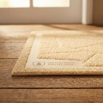 WePet Cat Litter Box Mat, Kitty Premium PVC Pad, Durable Trapping Rug, Phthalate Free, Urine-Resistant, Scatter Control, Mosaic, L 35 x 23 Inch, Beige