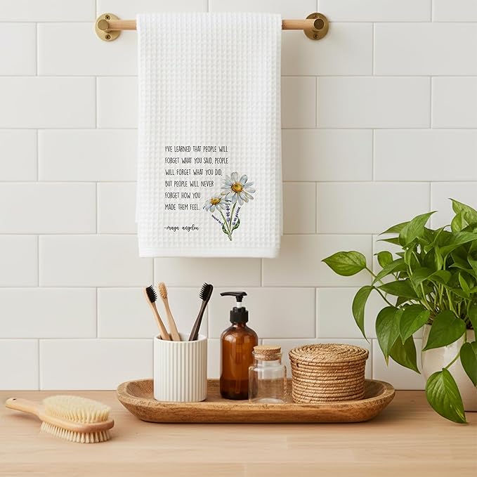 Inspirational Kitchen Hand Towel, Hostess Gift for Women, Christian Quote Waffle Weave Towel, Faith Decor Accent for Kitchen or Bathroom