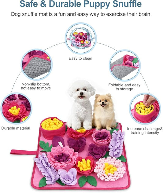 Snuffle Mat for Dogs - 15.4x15.4 Inch for Small & Medium Breeds, Cats & Rabbits | Interactive Slow Feed Sniff Mat with Non-Slip Bottom to Encourage Natural Foraging & Calming