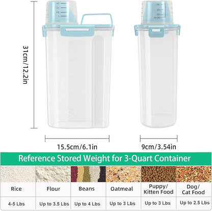 TBMax Rice Storage Container 3-5 Lbs Flour Container Cereal Dispenser with Measuring Cup, Airtight Dry Food Container Bin for Kitchen Pantry Storage Organization