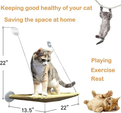 Cat Window Perch Suction Cups Cat Window Hammock Space Saving Window Seat for Cats Inside (Pink)