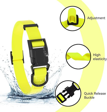 Waterproof Dog Collar, Easy to Clean Rubber Dog Collars with Quick Release Buckle Fits Small Medium or Large Dogs (Yellow, L < 15.4-24.8 inch)