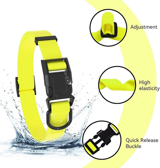 Waterproof Dog Collar, Easy to Clean Rubber Dog Collars with Quick Release Buckle Fits Small Medium or Large Dogs (Yellow, M < 11.8-18.5 inch)