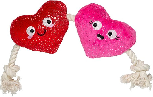 Fringe Studio Plush Dog Toy with Rope, CAN’T BE AP-Heart, Petshop Collection (314494)