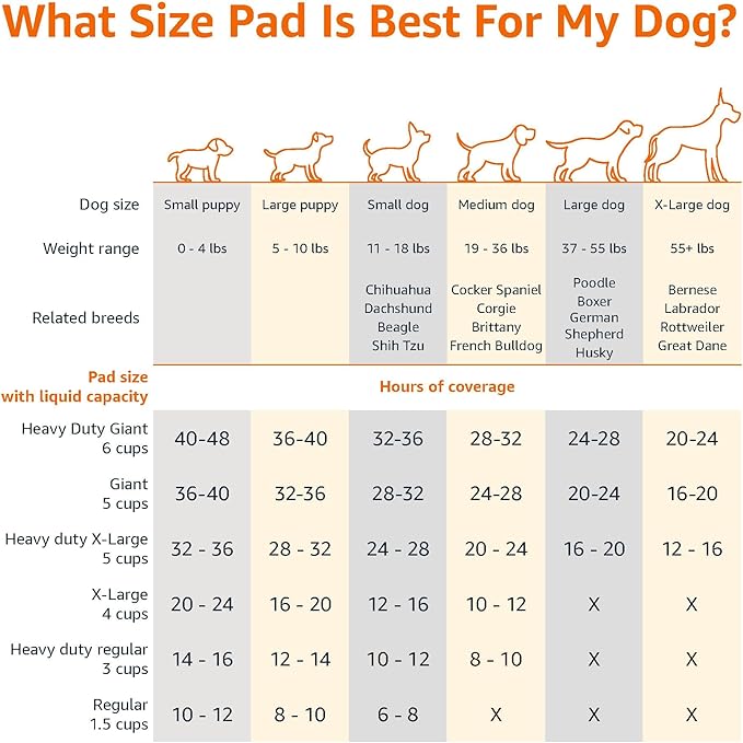 Amazon Basics Heavy Duty Absorbent Dog and Puppy Pee Pads with 5-Layer Leak-Proof Design and Quick-Dry Surface for Potty Training, X-Large, 34 x 28 Inches, Blue & White, 10-Count