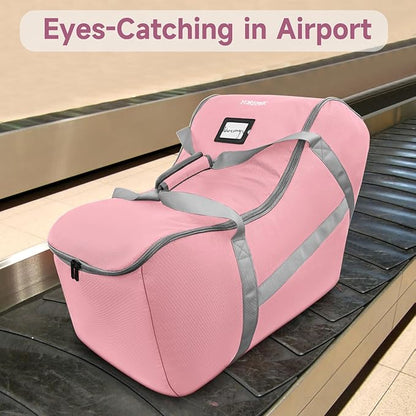 YOREPEK Infant Carseat Cover for Airplane Travel Compatible with All Nuna Pipa Car Seat and Base, Uppababy Mesa and Base, Padded Car Seat Bags for Air Travel, Car Seat Bag with 5 Protective Feet,Pink