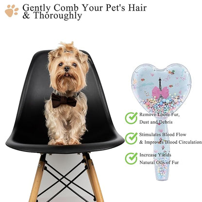 Small Dog Brush, Soft Dog Grooming Comb for Shih Tzus, Yorkies, Maltipoos, Maltese, Love Shape Puppy Massaging Pet Hair Brush, Cat Brush, for Small Dogs Cats of All Hair Types (Sky Blue)