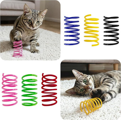 AGYM 6Colors Plastic Spring Cat Toys, 24 Pack Spiral Springs for Indoor Cats to Swat, Bite, Hunt, Interactive Toys for Cats and Kittens