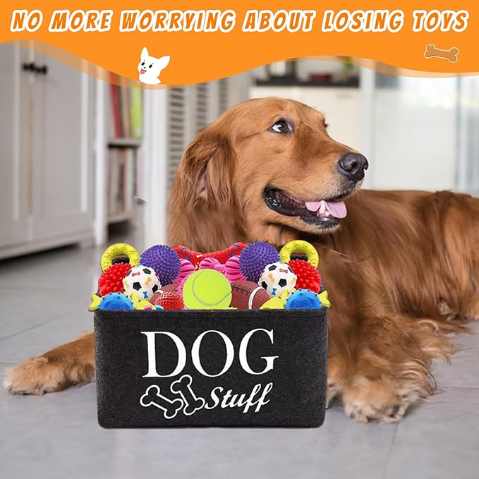 Dog Toy Basket - Dog Toy Box for Small Dogs - Pet Dog Toy Storage Box - Personalized Dog Toy Basket for Puppies and Pets - Living Room Dog Toy Storage Box