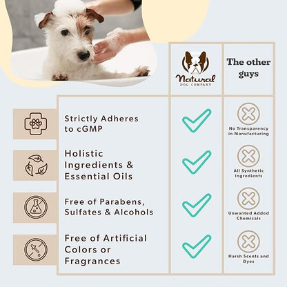 Natural Dog Company Sensitive Skin Dog Conditioner – Oatmeal Moisturizing for Sensitive & Itchy Skin, Detangling Grooming Formula for Long Haired Dogs, with Manuka Honey & Chamimile, 12 oz