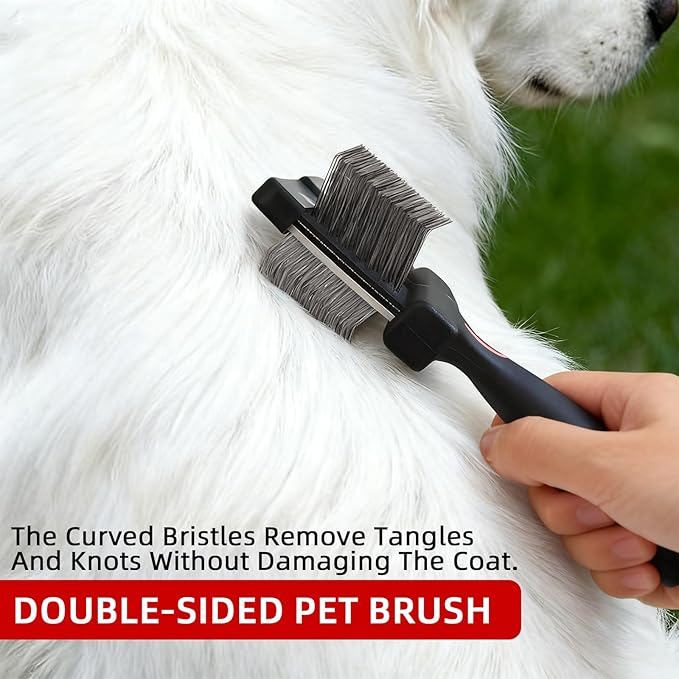 Double-Sided Slicker Brush for Dogs Flexible Soft-Tip Dog Brush Professional Pet Grooming Brush for Dogs,Poodles,Doodles,Golden,Labradoodles Remove Loose Hair/Undercoat/Tangles