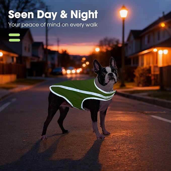 FUAMEY Dog Reflective Vest for Large Dogs,Dog Hunting Vest High-Visibility Dogs Safety Vest for Night Walking Water-Resistant Service Pet Gear Adjustable Outdoor Activities Neon Green XXXL